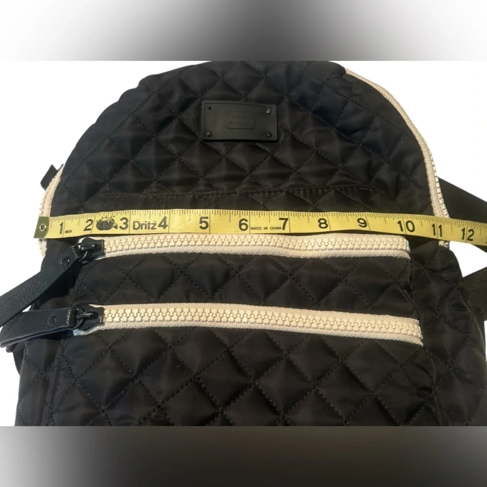 Steve Madden Black Minimalist Backpack with Textured Fabric
